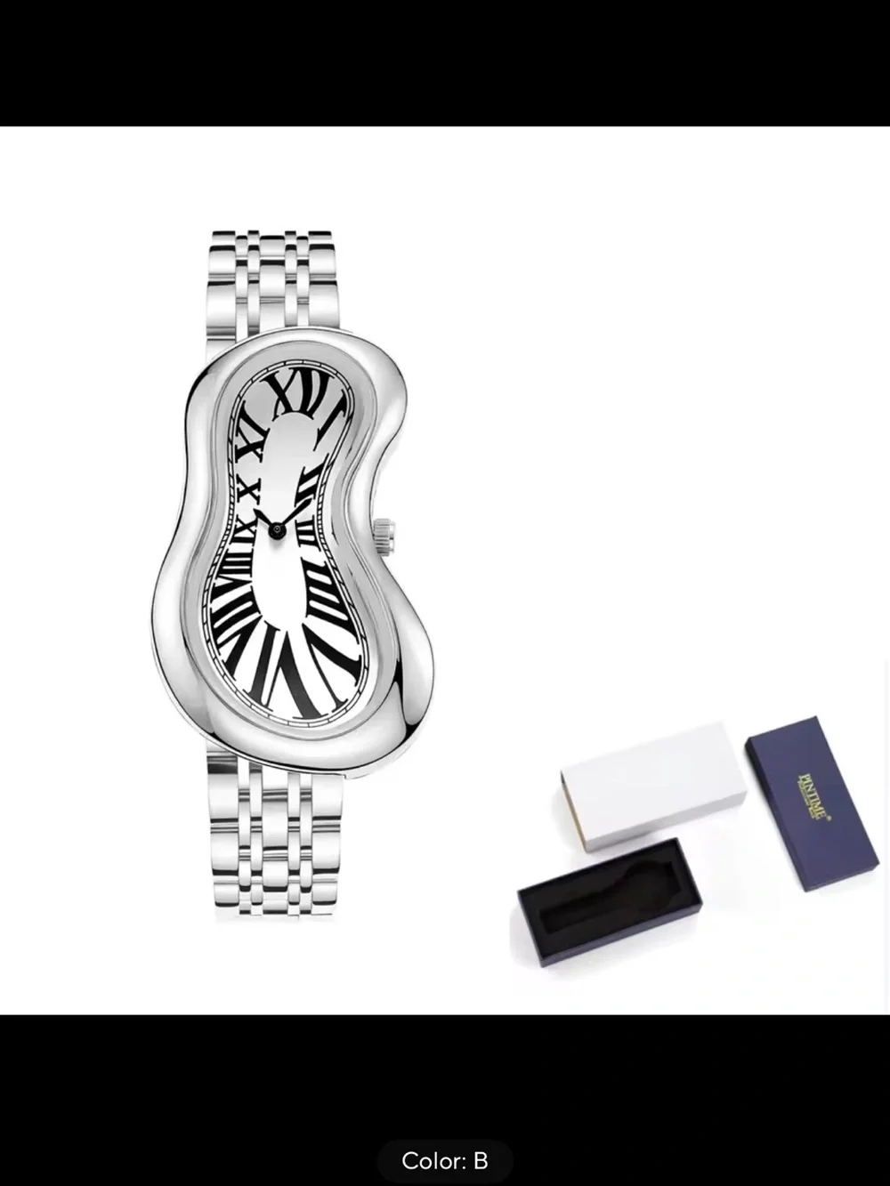 New Silver Distorted Dial Men's Bracelet Watch - Modern Sculpted Design